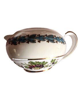 Wedgwood Bone China "Appledore" Cream Pitcher Green Stamp Brown Urn Vintage